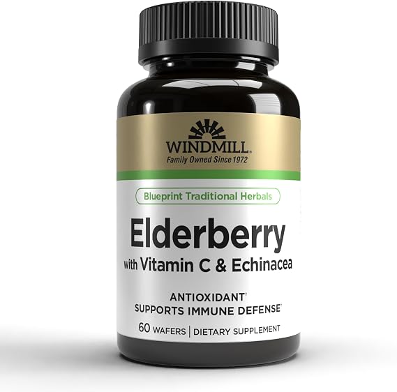 Windmill Elderberry with Vitamin C & Echinacea Capsules 60 Ea
