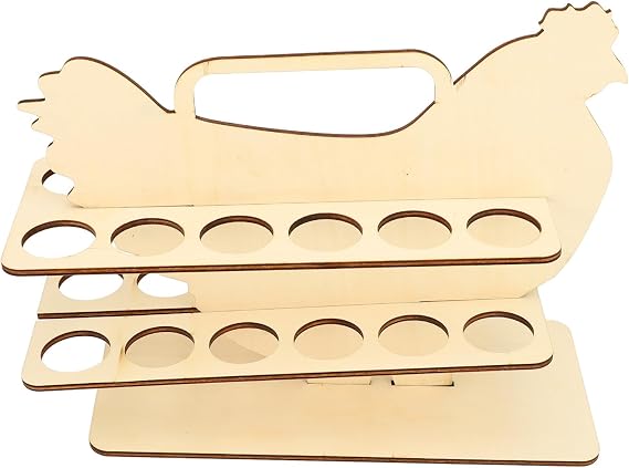 Rustic Wooden 2-Tier Egg Holder for Kitchen Countertop, 24 Slot Chicken Storage Rack Basket, Small Light Farmhouse Decor Display Stand, Eco Friendly Wood Counter Accessory fit Home
