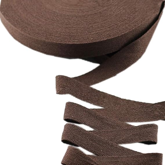 50 Yards Width 3/4inch Cotton Ribbon Herringbone Webbing Trim Fabric Twill Tape Tapestry for Bias Binding Gift Wrapping Wedding Embellishment Sewing Craft (Chocolate)