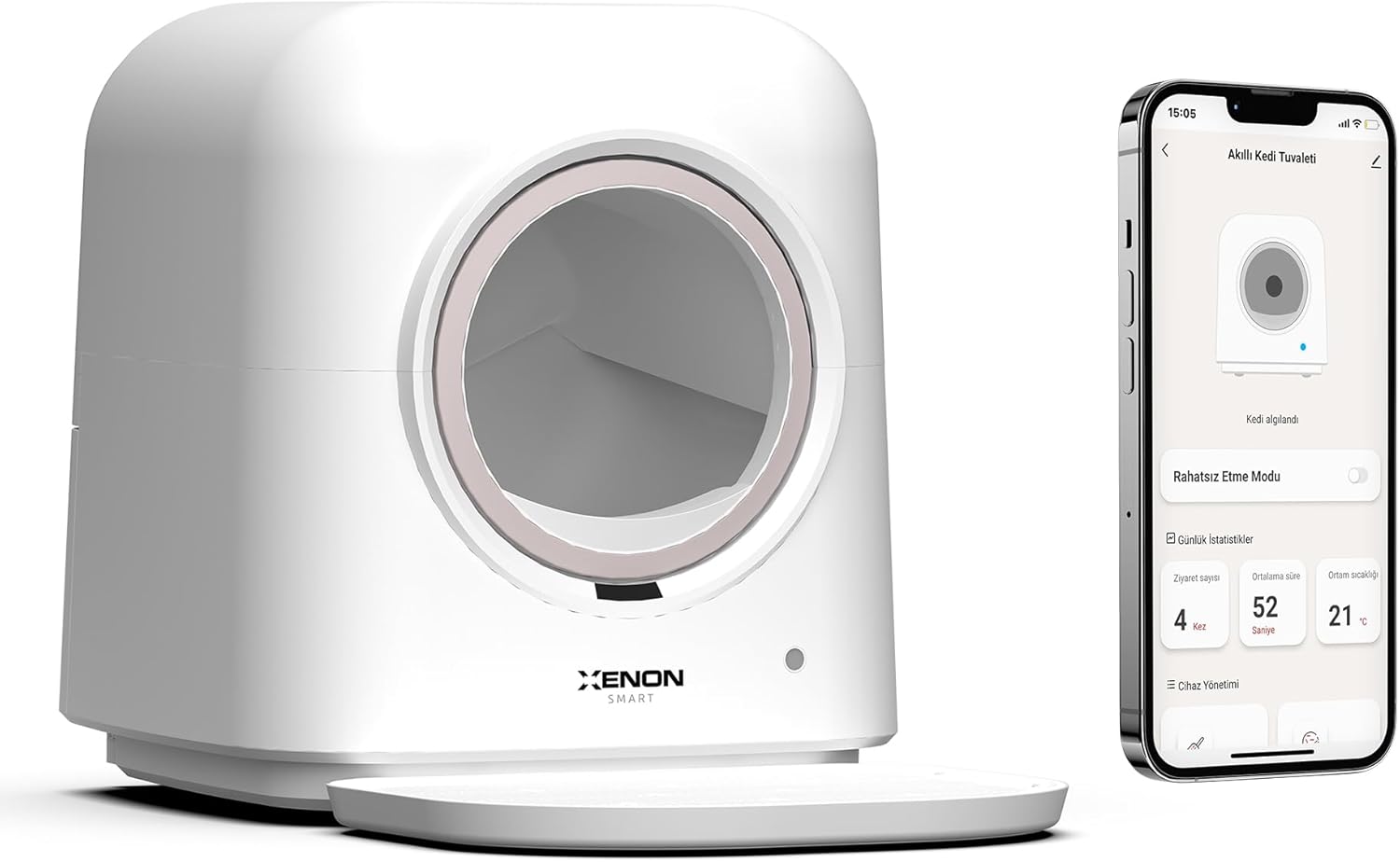 Xenon Smart Smart Automatic Cat Toilet Remote Control UV Sterilization and Sensor Sand Container with Mobile App Removable Sand Mat4 Fragrance Tablets40 Garbage Bags with Gifts X8620