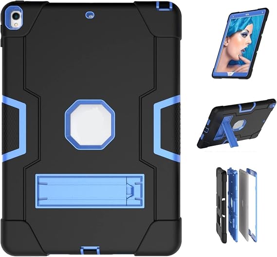 3 in 1 Hybrid Case for iPad Air 3 2019/iPad Pro 2017,10.5",Black/Blue