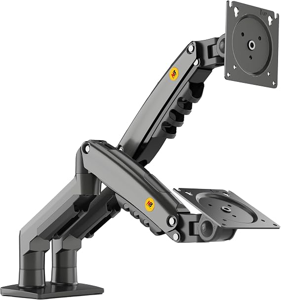 NB ERGONOMIC Dual Monitor Arm, Dual Display Arm, Dual Monitor Arm, 2 Screens, Supports 17 - 27 Inches, Load Capacity 4.4 - 19.8 lbs 2 - 9 kg, Gas Spring Type, Grommet & Clamp Type, VESA 100 x 100 / 75 x 75 mm, Multi-Angle Adjustment, Cable Storage F160-G | For cable storage, telework, gaming