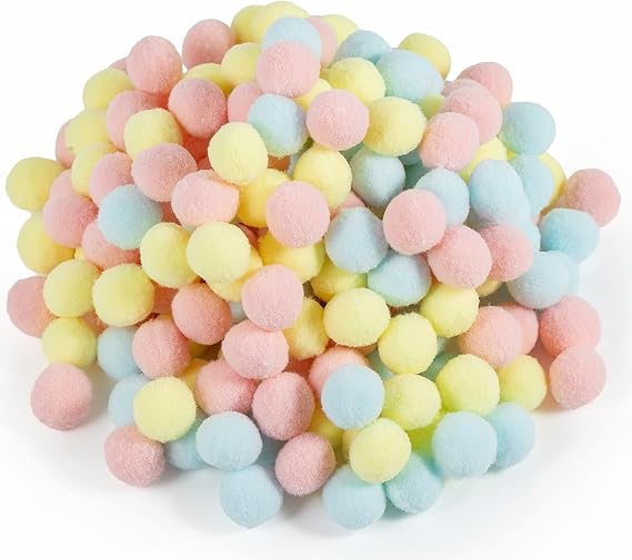 YUYUDEHM 200Pcs 1Inch Macaron Pom Poms, Fuzzy Pompoms for DIY Projects