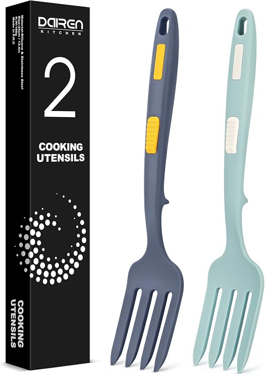 Large Silicone Flexible Cooking Fork, Non Stick Whisks for Mix Ingredients | Food Grade, Heat Resistant,Upgrade Strong Handle, Great for Mash Food, Whisk Eggs, 11.6 inch