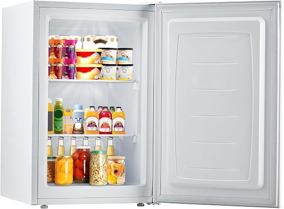 GarveeHome Upright Freezer, 3.0 Cu.Ft. Compact Mini Freezer with Reversible Single Door, 7 Adjustable Thermostat & 3 Removable Shelves, Ideal for Apartment, Dorm, Home, Office, White