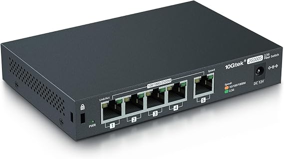 5 Port 100Mb/1G/2.5Gb Unmanaged Network Switch & Gigabit Multi-Mode LC Fiber to Ethernet Media Converter with A SFP SX Module