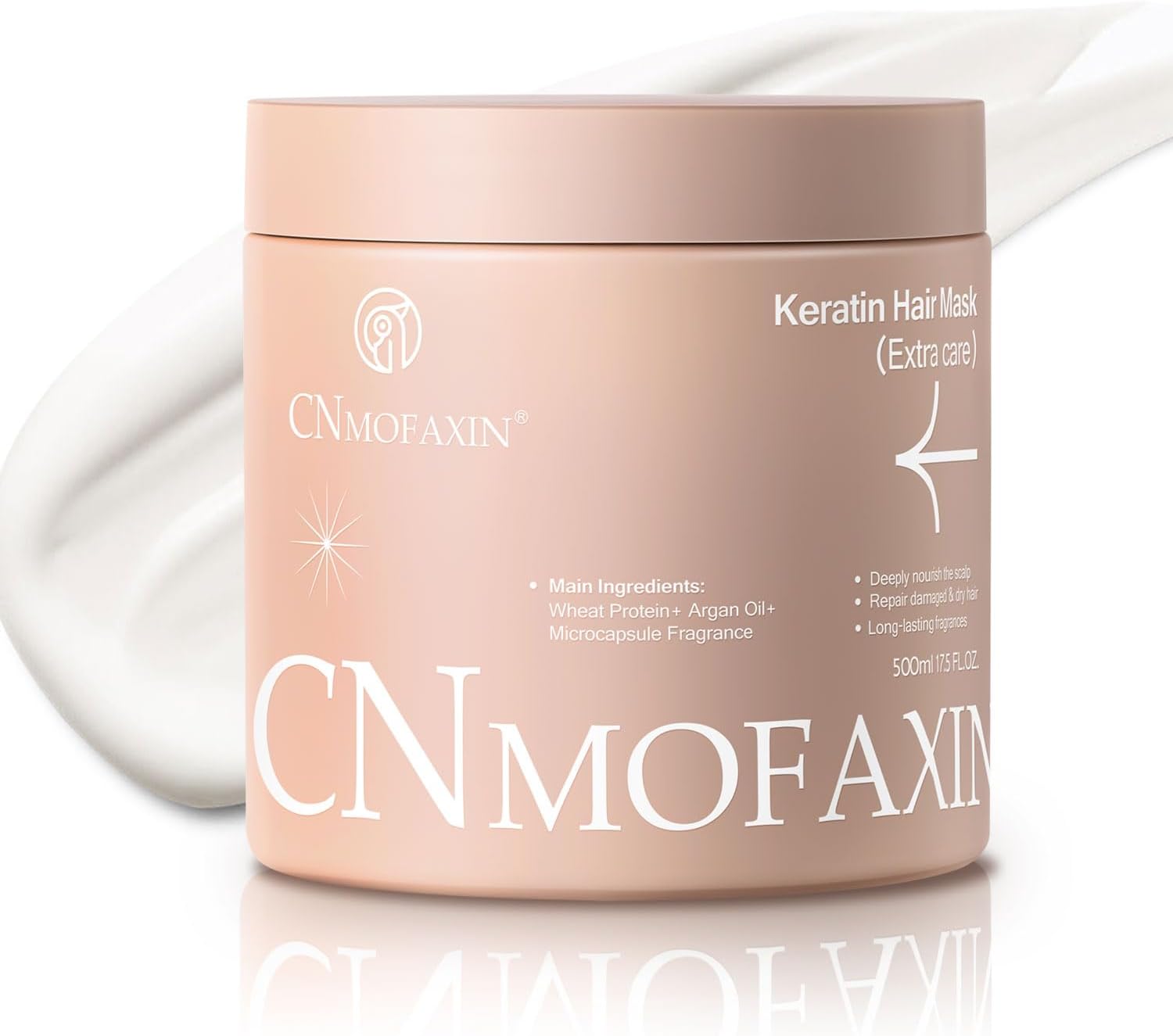 Keratin Hair Mask & Deep Conditioner 500ml - Deep Repair with Argan Oil & Wheat Protein - Hydrating Hair Treatment for Dry, Damaged or Colour-Treated Hair, Sulphate Free
