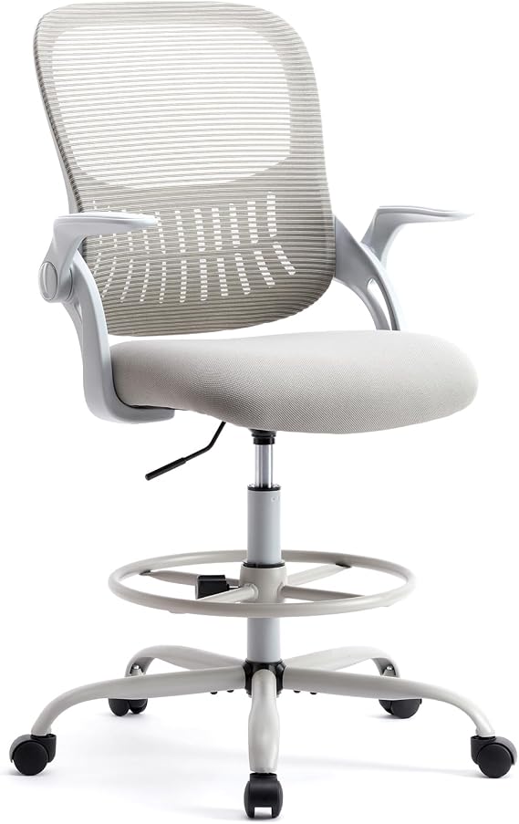 Sweetcrispy Tall Drafting Chair, High Office Desk Chair with Lumbar Support