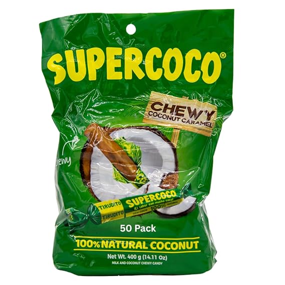 Supercoco Tirudito 50 Units (400g / 14.11 oz) Traditional Colombian Coconut Candy - Imported from Colombia