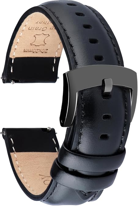 OTTOODY Leather Watch Bands Quick Release, Elegant Top Grain Leather Watch Straps for Men & Women, Choice of Color & Width - 18mm, 19mm, 20mm, 21mm or 22mm Wristbands Bracelet for Watch & Smartwatch
