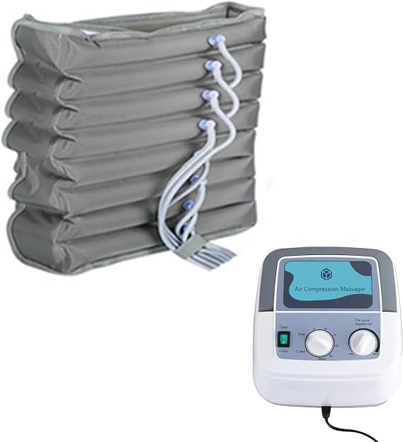 8-Cavity Leg Massager Pneumatic Wave Device Pressotherapy Boots,Full Body Waist Arm Leg Relax Instrument,Recovery System Compression Boots,Timed and Adjustable Pressure (Grey (Machine+1 waist))