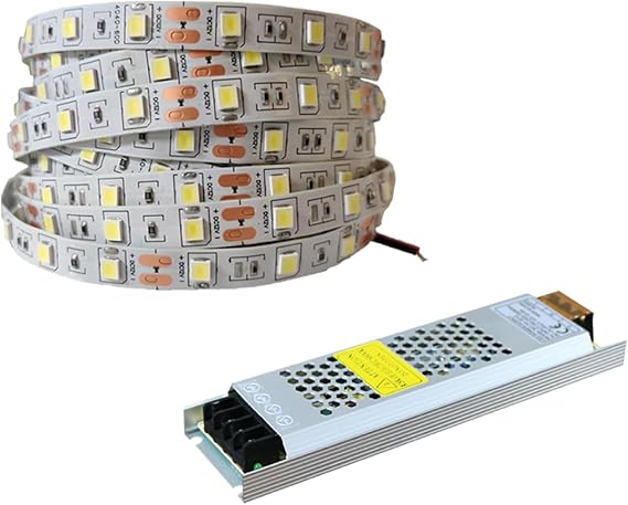 5 Metre Şerit LED Günışığı Renk + 12v 5 Amper 60 Watt LED Trafo -3 Dirençli Double Pcb - Yeni Nesil Oturma Odası, Yatak Odası ve Mutfak için Gizli Aydınlatma [Enerji Sınıfı F]
