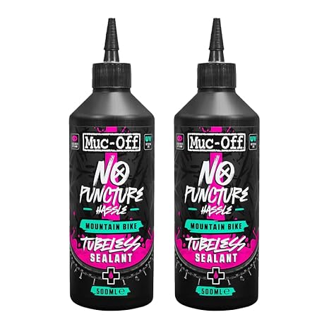 Muc-Off Tubeless Sealant 500ml (Pack of 2) | Super Lightweight Bike Tire Sealant | Seals Holes Up to 6mm | UV Dye + CO2 Compatible | for Downhill/Enduro/Road/Gravel/MTB