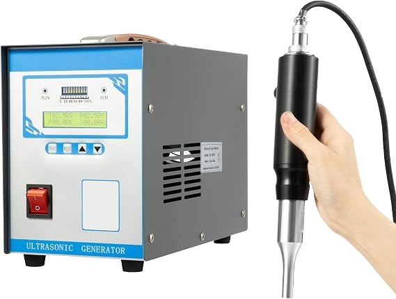 Ultrasonic Spot Welder, 200-700W Electric Pulse Welding Machine for 0.1-3mm Thickness PP/ABS/PE/PET, 572F Melting 0-19.99s 28KHz Plastic Spot Welding Machine w/ Handheld Welding Gun, 5.7*10.82*8.07in