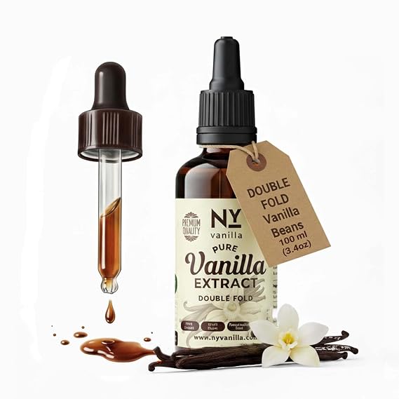 Vanilla Extract 3.4 oz - 100% Double fold Extract, Made with Premium Vanilla Beans. Perfect for Baking, Cooking & Desserts, Vegan, Non-GMO, NY Vanilla