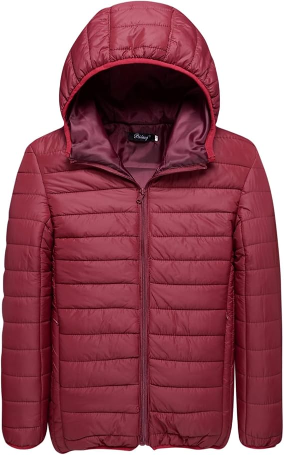 Lightweight Puffer Jacket Men with Hood Zip up Padded Coat Winter Down Jackets Quilted Jacket Warm Outdoor Jacket