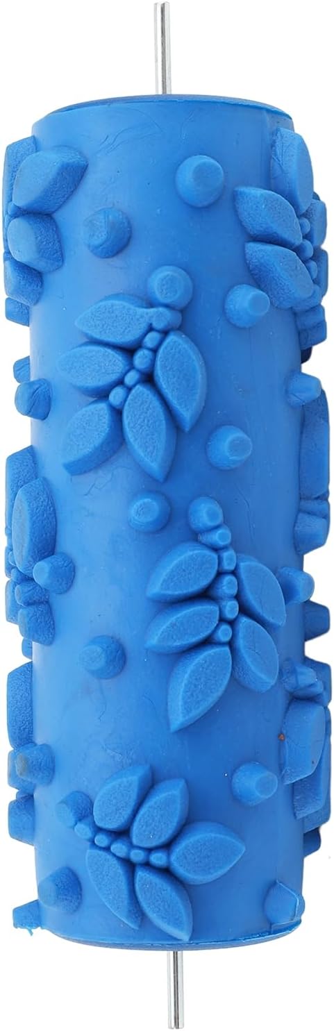 HEEPDD Drywall Texture Paint Roller, Reusable Decorative Embossing Tool for Wall Furniture Rubber Blue 15cm 1 Pack