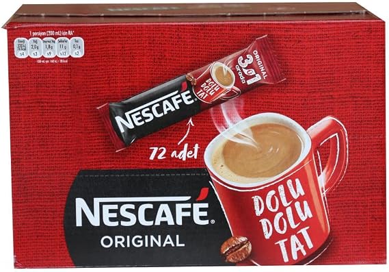 Nescafé 3'ü 1 Arada Original 72'li Paket, 72x17,5 gr