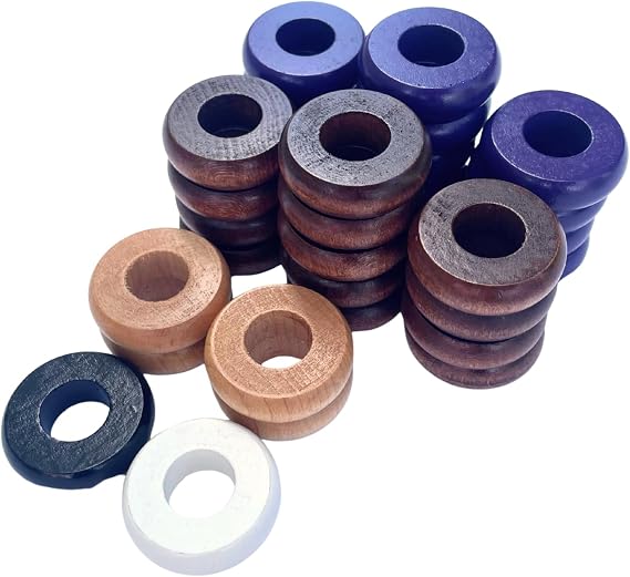 32 Purple and Walnut Carrom and Pichenotte Board Game Rings (Large Rings 1 1/4 inch Diameter (3.2cm))