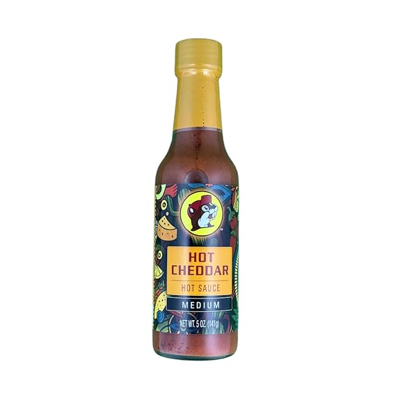 Buc-ees Hot Cheddar Hot Sauce Bold & Creamy Cheddar with Spicy Cayenne Kick, Gluten Free, 5 oz Bottle