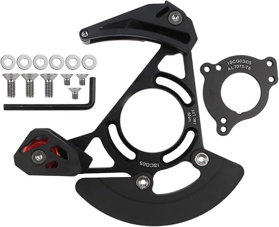 Mountain Bike Chain Guide Single Ring Chain Protector for ISCG03 ISCG05, 32T-38T Compatible Aluminium Nylon Guard for MTB Downhill(Black)