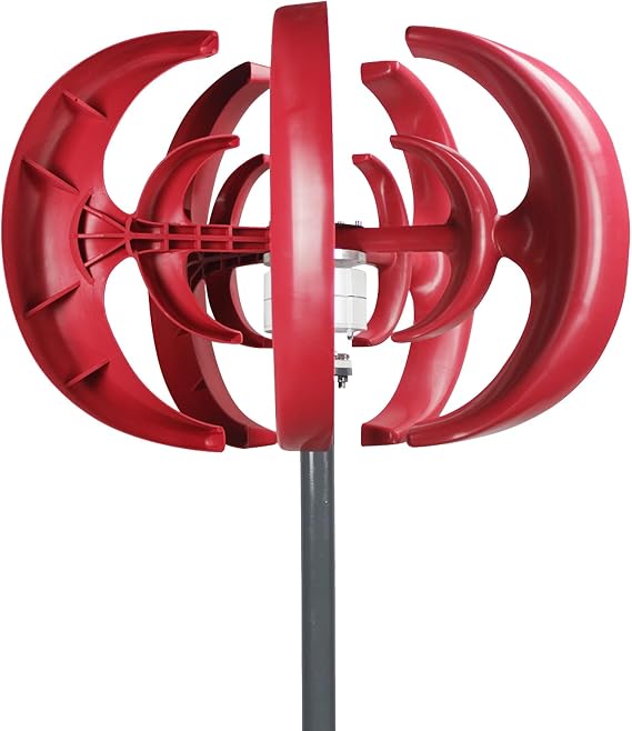 Wind Turbines,4500W Wind Turbines Generator,12V 5-Blade Vertical Axis Wind Turbines Generator Kit,for Home Hybrids Streetlight Use, Electromagnetic Electricity Producer Equipment Red