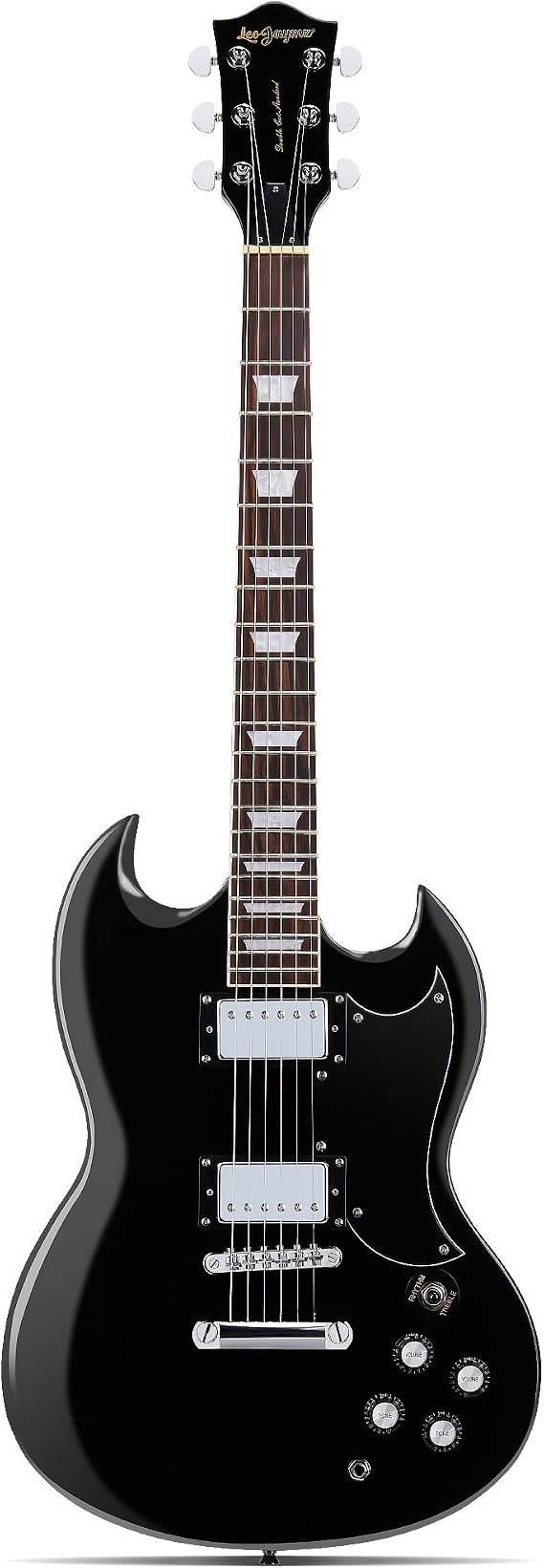 Leo Jaymz 39 Inch Solid Body Electric Guitar - Poplar Wood Body,Maple Neck and Laurel Wood Fretboard (Black)