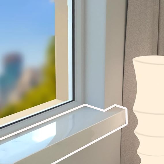ZIMGOD Window Sill Cover Composite Acrylic Windowsill Ledge Protectors, White Window Sill Covering Tirm with Nose, Smooth Windows Cill Extender Board Bay for Kitchen/Porch(130X15cm (51 1/8" X5 7/8"))