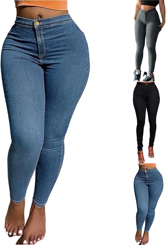 Skinny Jeans for Woman Curvy Butt Lifting High Waisted Stretch Jeans Ankle Colombian Sexy Denim Jegging with Pockets