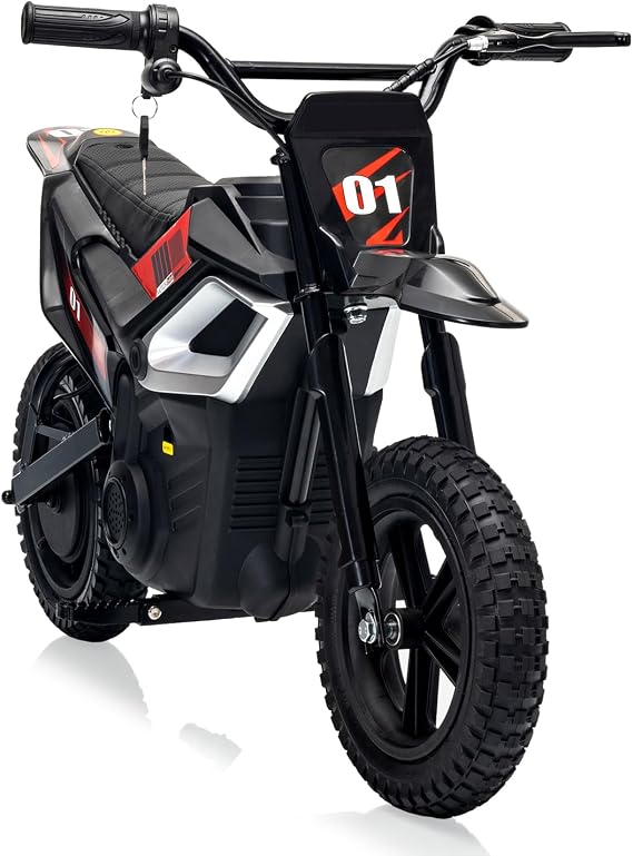 24V Electric-Dirt-Bike for Teens, 12" Fat Tire Electric Motorcycle | with Hydraulic Brakes & Spring Suspension, 130lbs Max Load, 350W Brushless Motor, Mountain Off-Road Motorcycle for Boys Girls