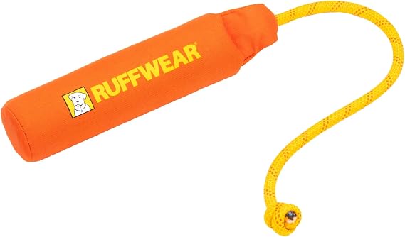 Ruffwear, Lunker Throw Toy for Dogs, Tangelo Orange, Medium | Durable, Soft Fabric, Floating Toy with Knotted Rope Handle for Tug, Throw, Fetch on Land or Water