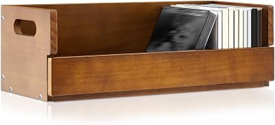 1 Set Wooden CD Storage Box Holder Shelf Cassette Tape Display Racks with Carrying Handles, Organizer Shelf for Movie Cases, DVDs, Each Set Can Store up to 36 Pcs CDs Brown