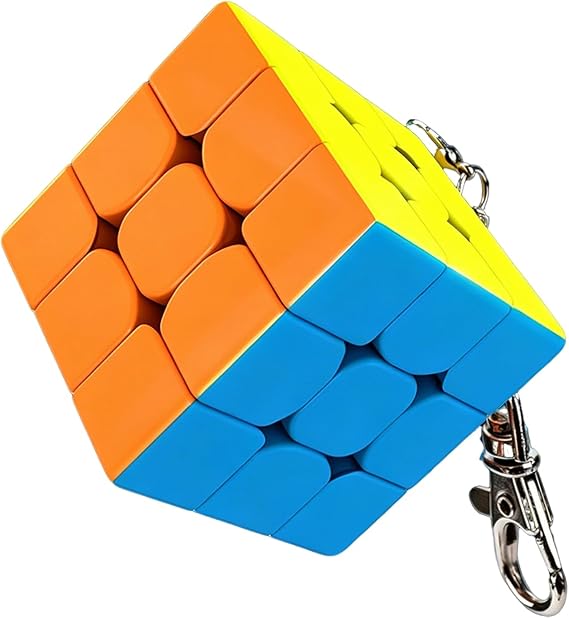 Moyu Keychain Cube, Mini Puzzle 3x3 Key Ring, 3by3 Small Sitckerless Speed Cube, 1.18 Inch