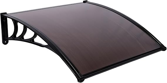 40"x40" Window Awning Door Canopy Exterior, Outdoor Polycarbonate Cover Awnings for Doors Entrance, Entry Front Door Overhang Awning for Sun Shutter, UV, Rain and Snow Protection, Brown