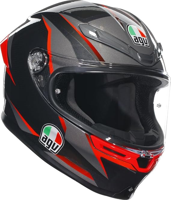 AGV K6 S Motosiklet Kaskı Kapalı Kask Slashcut Black Grey Red S