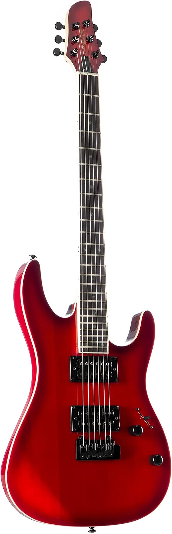 J&D 805 TRB Transparent Red Burst Electric Guitar with High Output Humbuckers and Modern Vintage Tremolo