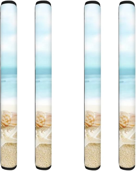 Washable Refrigerator Door Handle Covers Set of 4, Anti-Skid Protector for Fridge Oven Keep Off Fingerprints Liquid Oil Stain Food Spot for Blue Coastal Decoration, Beach Starfish Conch