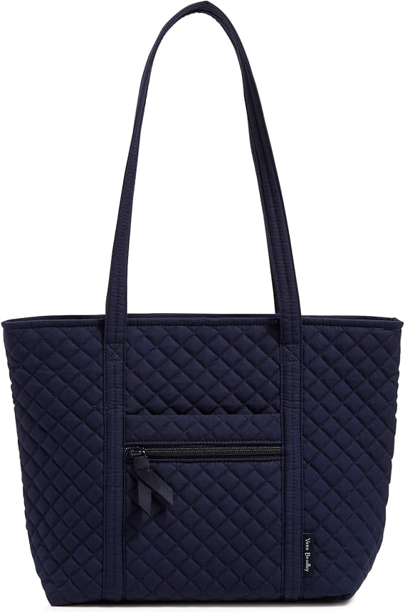 Vera Bradley Women's Cotton Small Vera Tote Bag, Navy True Navy, One Size