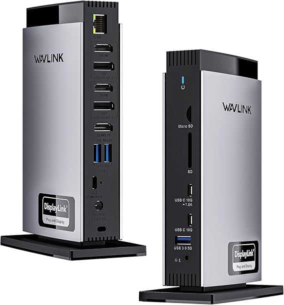 WAVLINK Docking Station 3 Monitors, Triple 4K@60Hz for MacBook M1/M2/M3/M4/Windows, Displaylink Dock with 3X HDMI or 2X DisplayPort, 130WPD,5 USB Ports, Ethernet, Audio, SD/TF