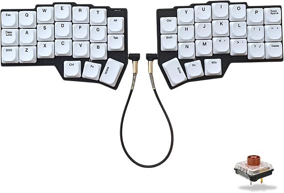 SZRKBD Choc Corne V4.1 Low Profile Split Ergonomic Mechanical Keyboard 40% Layout Wired Hot-Swappable RGB Backlit PBT Keycaps QMK/Vial Programmable for Enthusiasts & Professionals