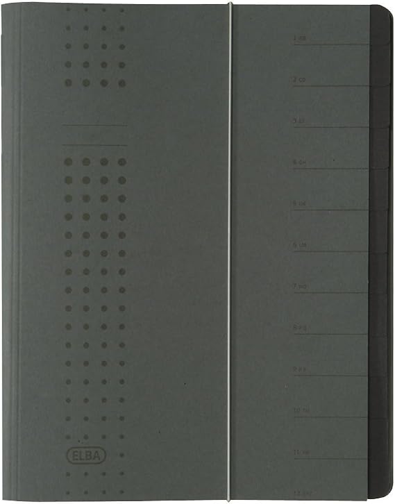Elba Bürosysteme Chic 42496AZ Folder Recycled Card 450 g/m2 A4 12 Compartments Anthracite