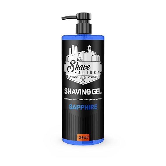 The Shave Factory - Shaving Gel | Non-Irritating | Precise shave on face and body | Shaving gel for men | Moisturizes the skin (Sapphire (1000ml - 33.81 Fl. Oz))