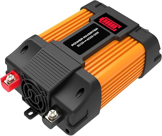 300W/500W Car Power Inverter,DC 12V to 110V/220VCar Inverter with 2 AC Outlets and 2.1A Dual USB Ports,Car Plug Adapter Outlet Converter Yellow(Size:220V,Color:300W)