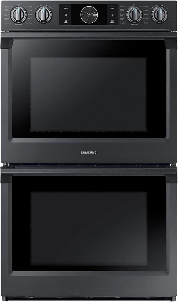 SAMSUNG 30" Smart Double Wall Oven w/Flex Duo, Steam Cook, Wi-Fi, Large Oven Capacity, NV51K7770DG/AA, Fingerprint Resistant Stainless Steel, Black