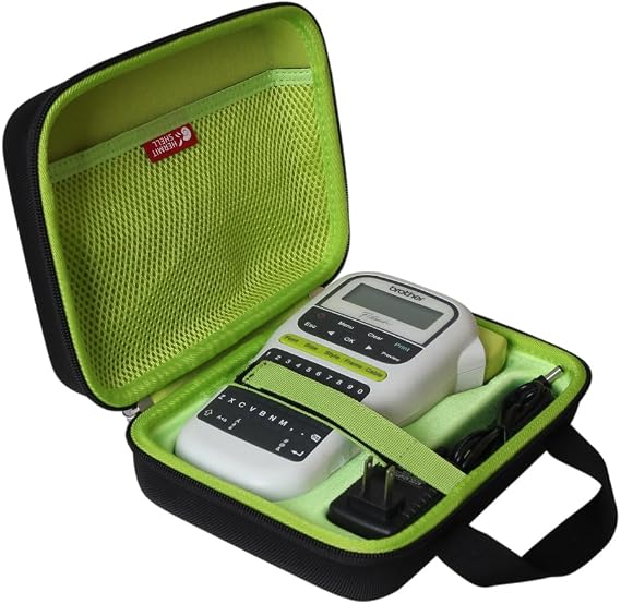 Hermitshell Hard EVA Travel Case for Brother P-Touch PTH110BP /PTH110 / PTH111 Easy Portable Label Maker (Black+Inner Green)