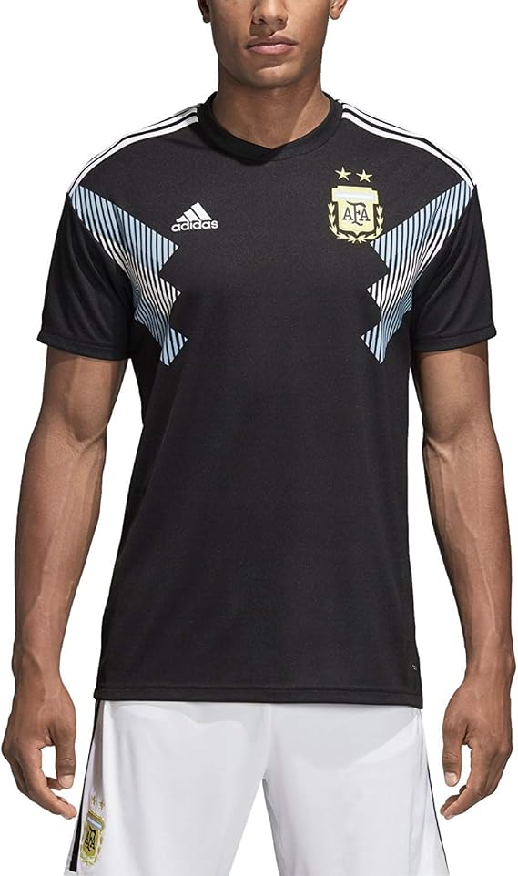 adidas Men's AFA Argentina Away Jersey (Small) Black/Clear Blue/White