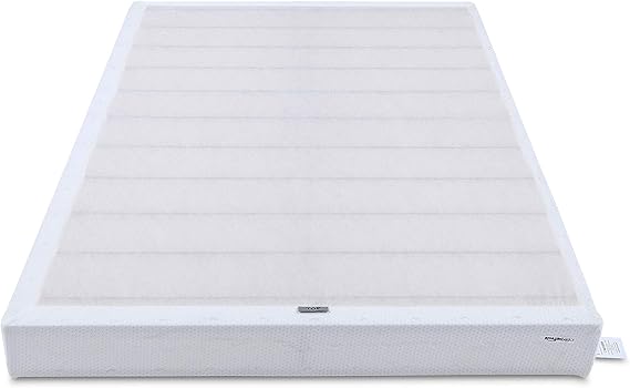 Amazon Basics Smart Box Spring Bed Base, 9-Inch Height Mattress Foundation, Tool-Free Easy Assembly, Convenient Support, Twin, 74" x 38" x 9", White