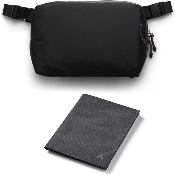 Allett Travel Wallet (Jet Black) & Daily Sling Bag (Black) for Men and Women