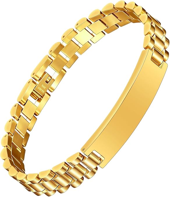Bandmax Men Stainless Steel Link Bracelets with Sizing Tool, Jewelry Gifts