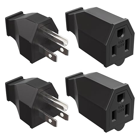 2 Sets Extension Cord Replacement Ends Male and Female 3 Prong Plug Ends Connector 125V 15A Straight Blade Electrical Plug Replacement OLA024